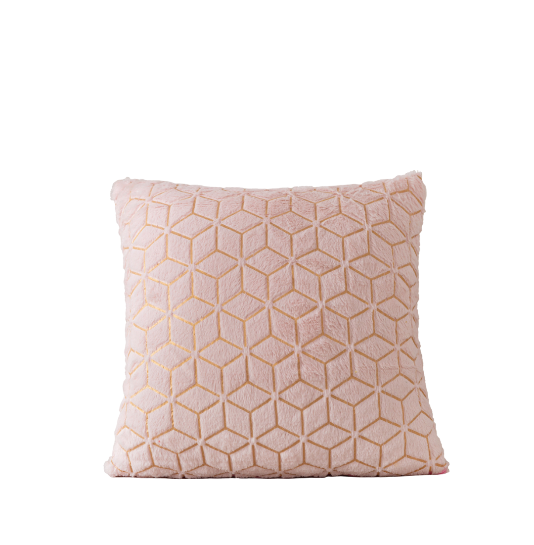 Roze pluche glanzende kussensloop - 43x43cm