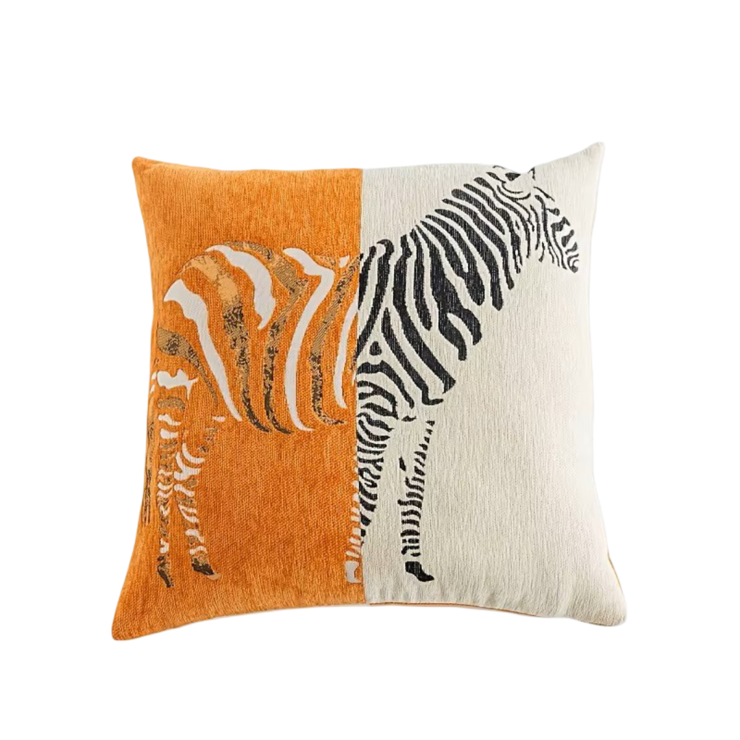 Oranje zebra sierkussen - 45x45cm