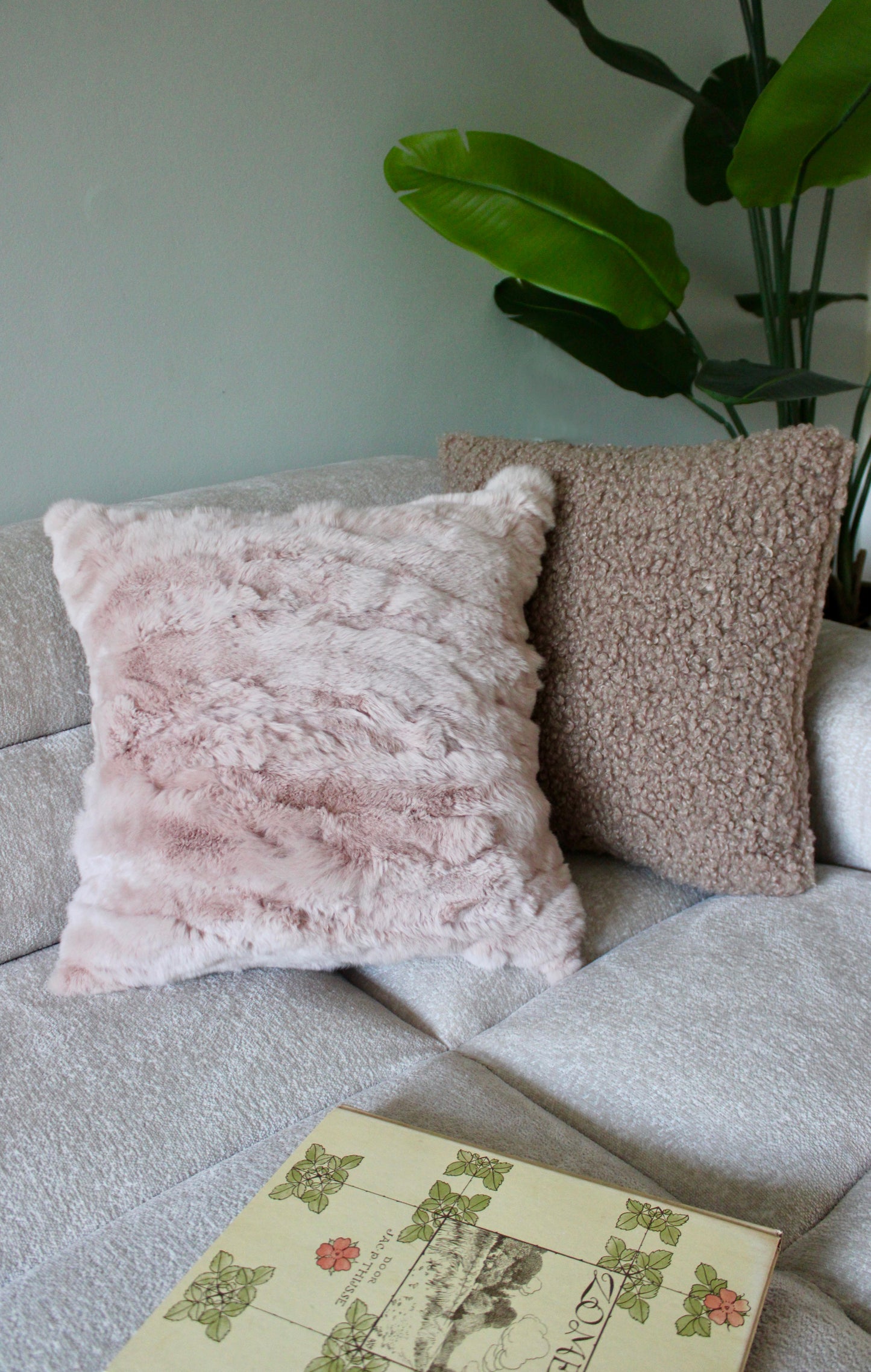 Blush Faux Fur Pillow Cover 45x45