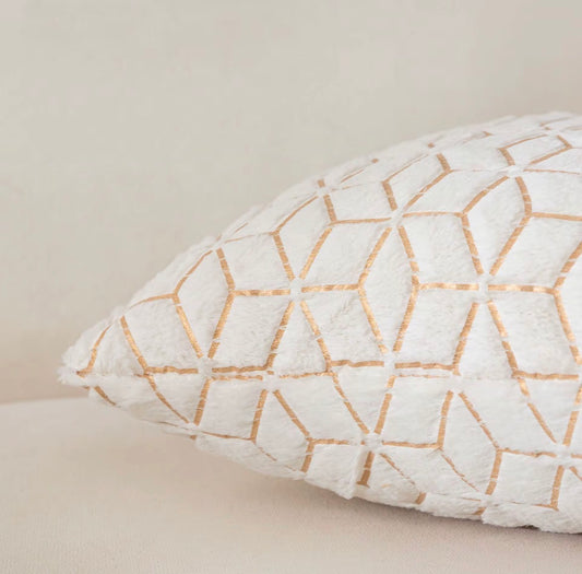 Wit pluche glanzende kussensloop - 45x45cm