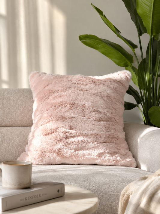 Blush Faux Fur Pillow Cover 45x45