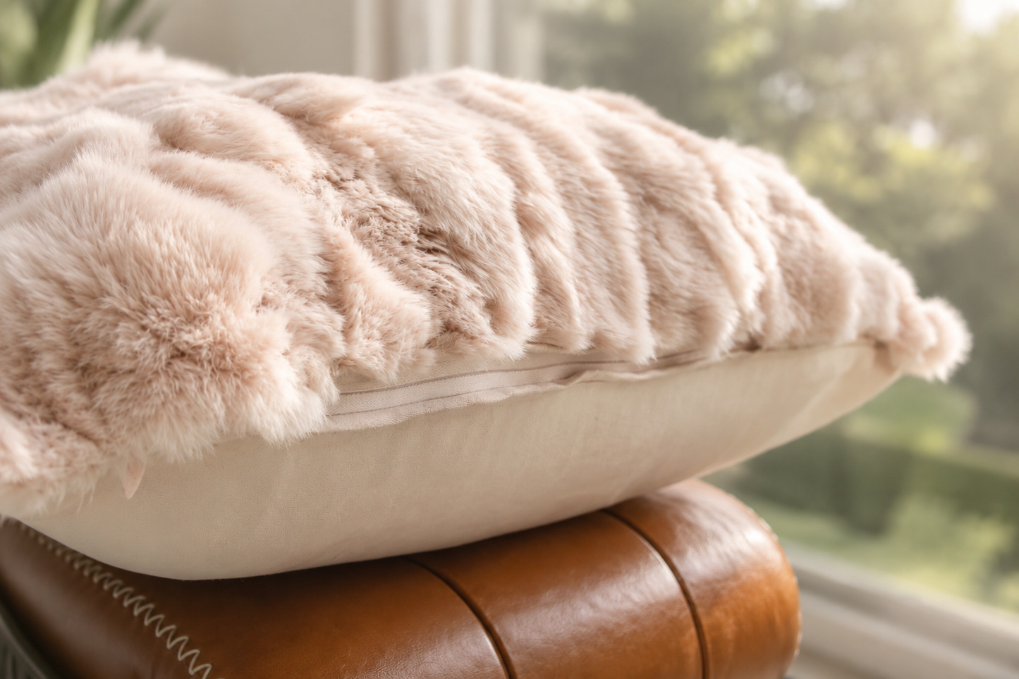 Blush Faux Fur Pillow Cover 45x45