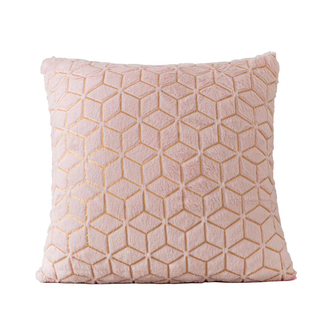 Roze pluche glanzende kussensloop - 43x43cm