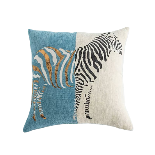 Blauw zebra sierkussen - 45x45cm