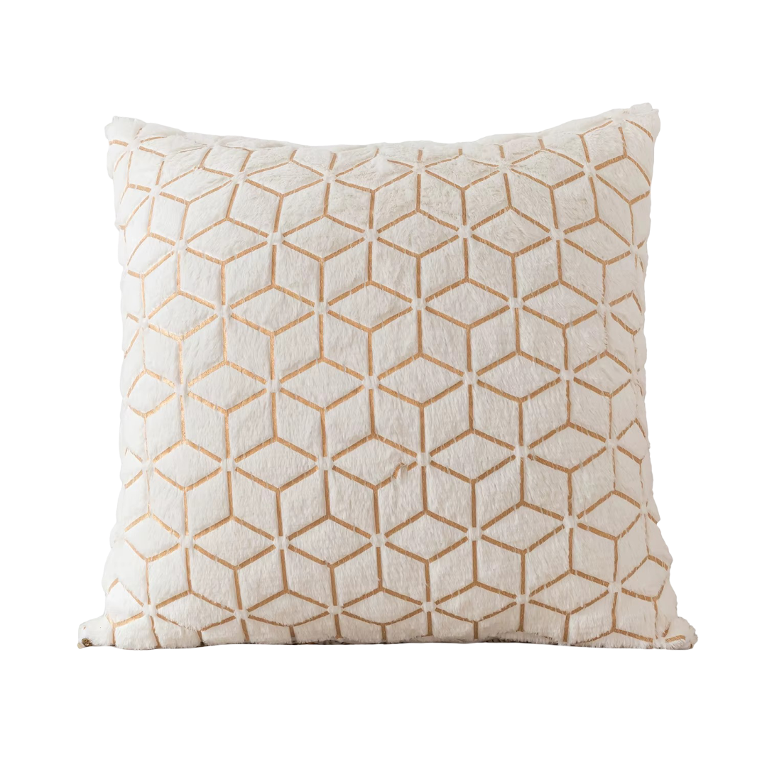 Wit pluche glanzende kussensloop - 43x43cm